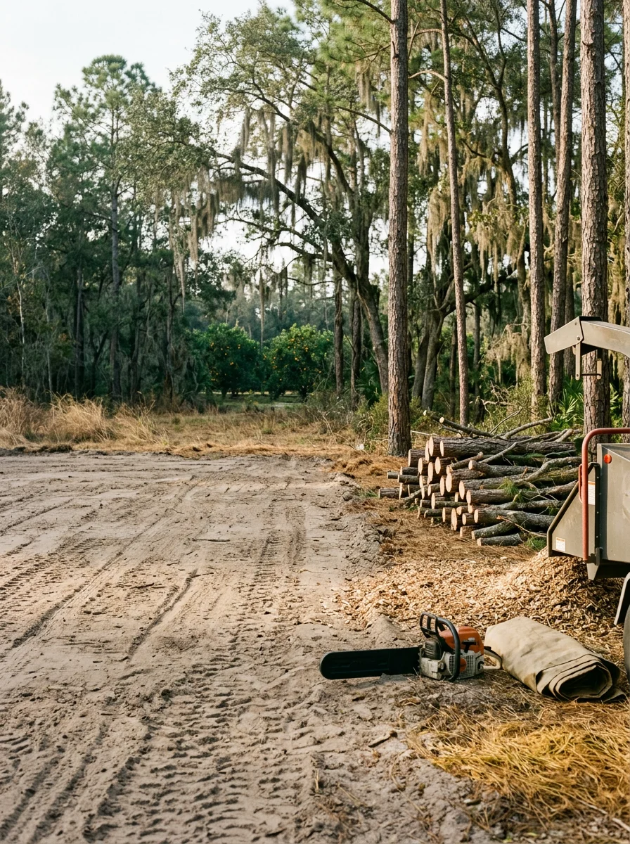 Graded building site in Bartow, Florida prepared for a house pad