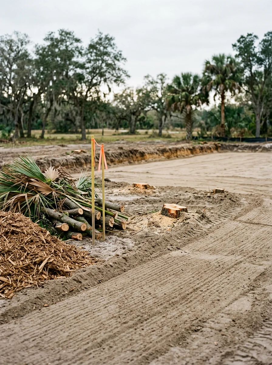 Cleared and graded building site in Clearwater, FL ready for a house pad