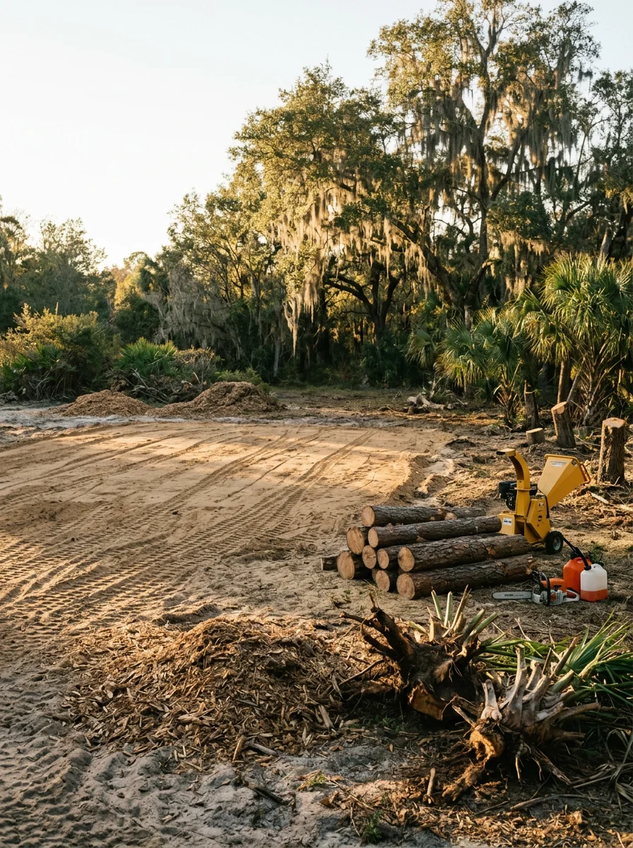 Cleared building site being prepared for a house pad in Hardee County, Florida