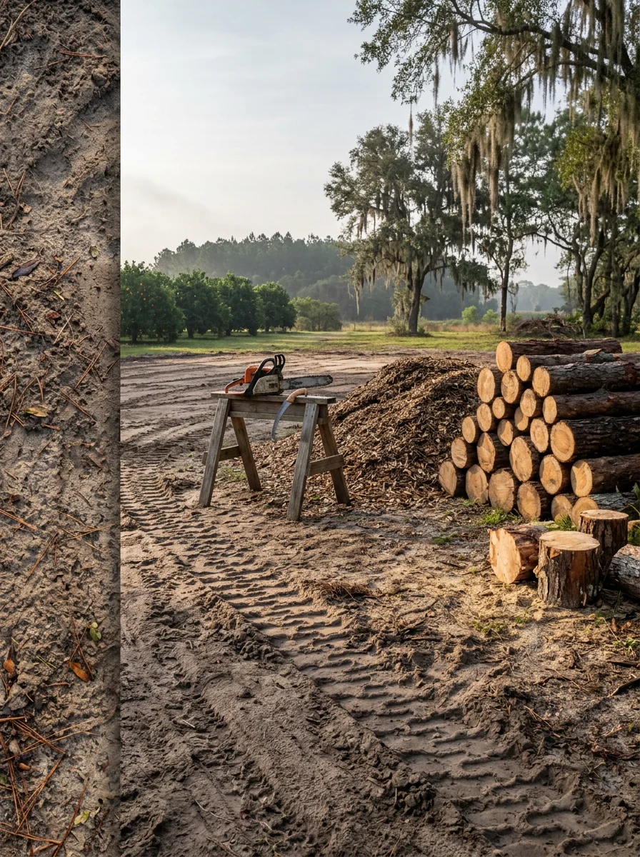Cleared building site with prepared grade ready for a house pad in Winter Haven, FL